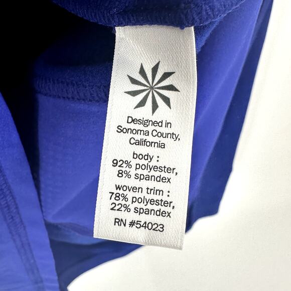 Athleta Plush Tech Hoodie Womens Medium Blue Activewear Pockets Thumbholes - Picture 6 of 10